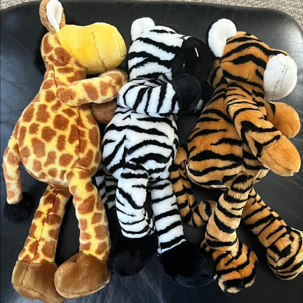 Nici by Enesco plush zebra, tiger and giraffe set